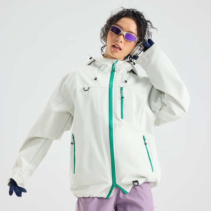 蕉下森林户外登山冲锋衣男女款美式新款休闲宽松防水防风外套 黑色 L