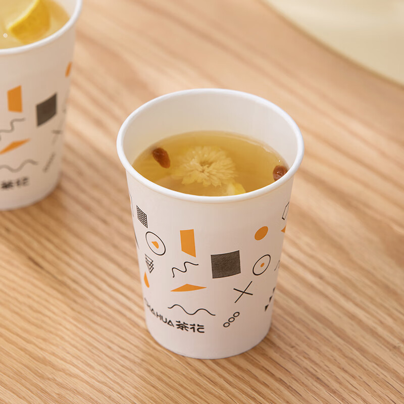 茶花（CHAHUA）纸杯一次性杯子加厚饮料咖啡奶茶水杯家用商务接待办公室茶杯 【厚实好料】225ml 中号*300只