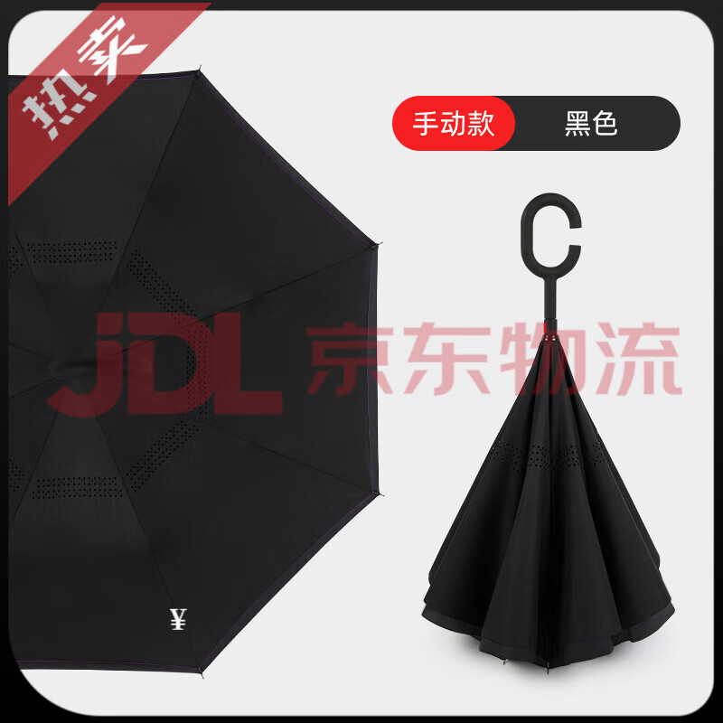 美度（MAYDU）官方旗艦雨傘長(cháng)柄自動(dòng)雙層遮陽(yáng)傘可站立免持反向傘雙層晴雨傘汽車(chē) 黑色-雙層反向傘【手動(dòng)】