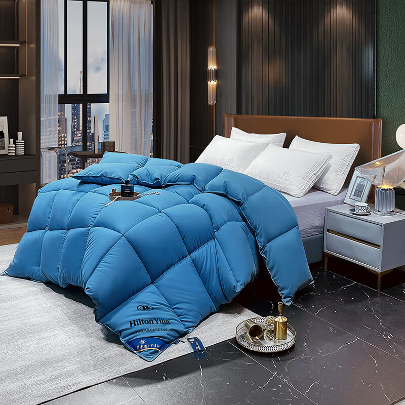 浪莎(LangSha)A类羽丝绒被95鹅毛绒被冬被加厚保暖鸭丝绒被6-10斤秋冬被子被芯 宾利蓝【抗寒保暖 混带95白鹅绒】 150*200cm8斤【室温0-5℃】