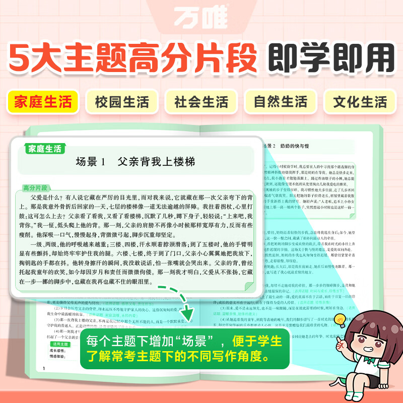 万唯中考满分高分作文2026版初中作文素材大全范文精选七年级八九年级专项训练同步人教写作技巧万维中考 【2026新版】真题作文【语文+英语】
