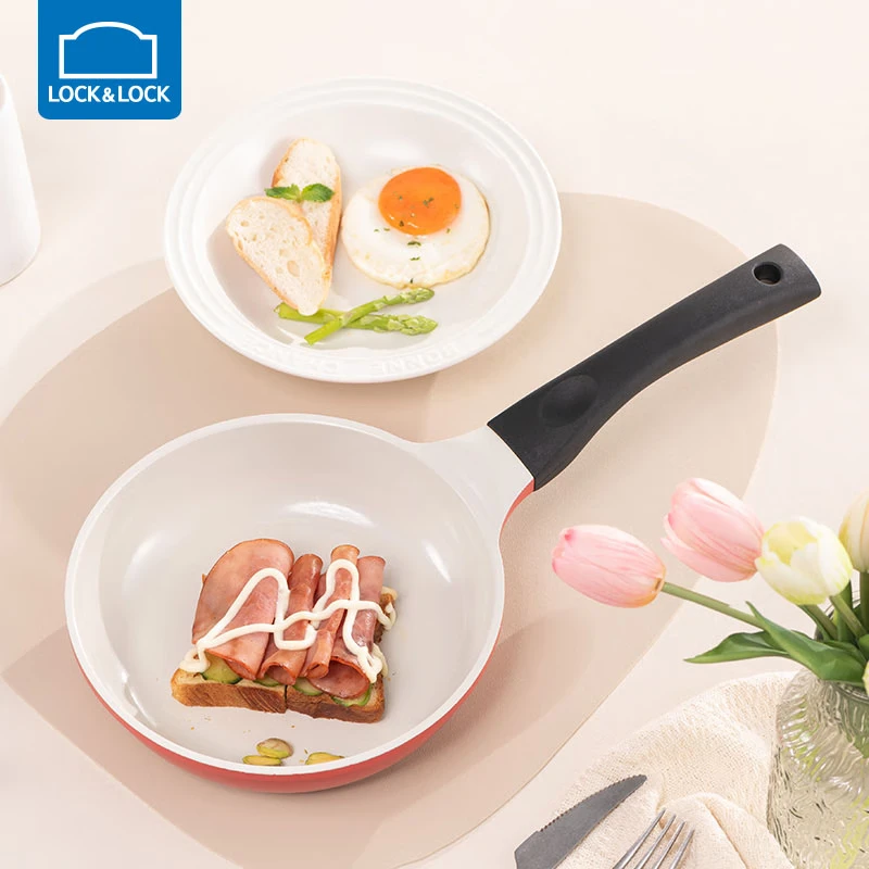 乐扣乐扣(LOCK&LOCK) 陶瓷平底锅不粘锅煎锅炫彩煎饼锅明火电磁炉通用 26cm红色【升级款】