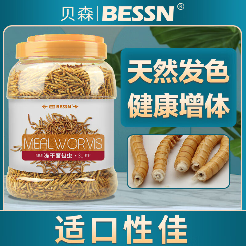BESSN龍魚金龍銀龍魚專用飼料血鸚鵡羅漢魚糧面包蟲干新品 凍干面包蟲】約170g
