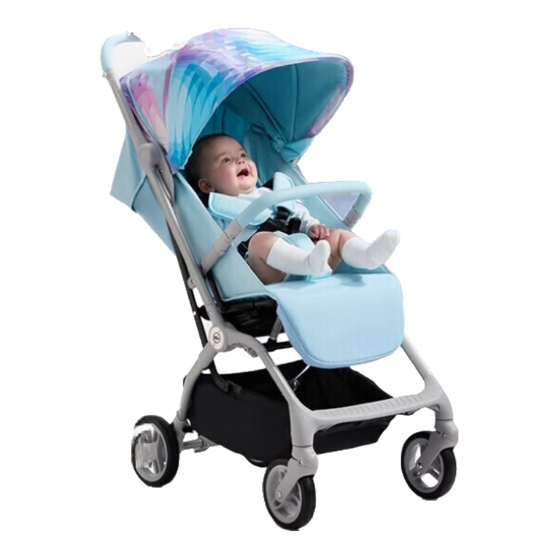 HBR虎貝爾嬰兒車推車Mpro自動收車遛娃輕便高景觀可坐躺折疊傘車 【升級款】Mpro天際藍(lán)-三重避震