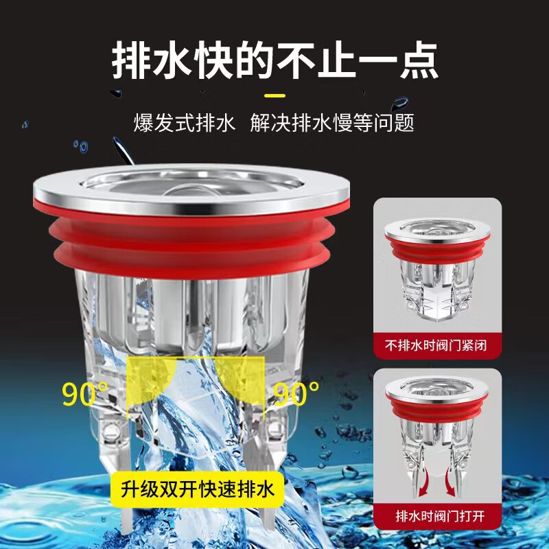 卫生间磁吸式通用防虫防臭双排水地漏芯下水道防反臭神器耐用 磁吸地漏芯（abs