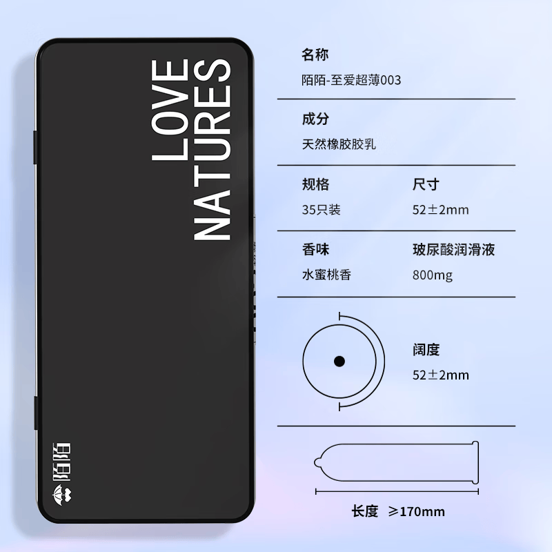 陌陌 大黑盒003超薄避孕套玻尿酸安全套超润滑套套计生用品   【经典铁盒款35只】003裸感超薄