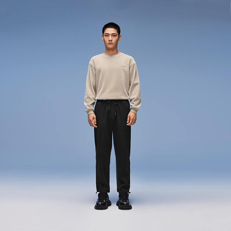 黑鲸海澜之家旗下直筒休闲卫裤男2025年秋季新品松紧裤腰休闲裤男 黑色05 2XL