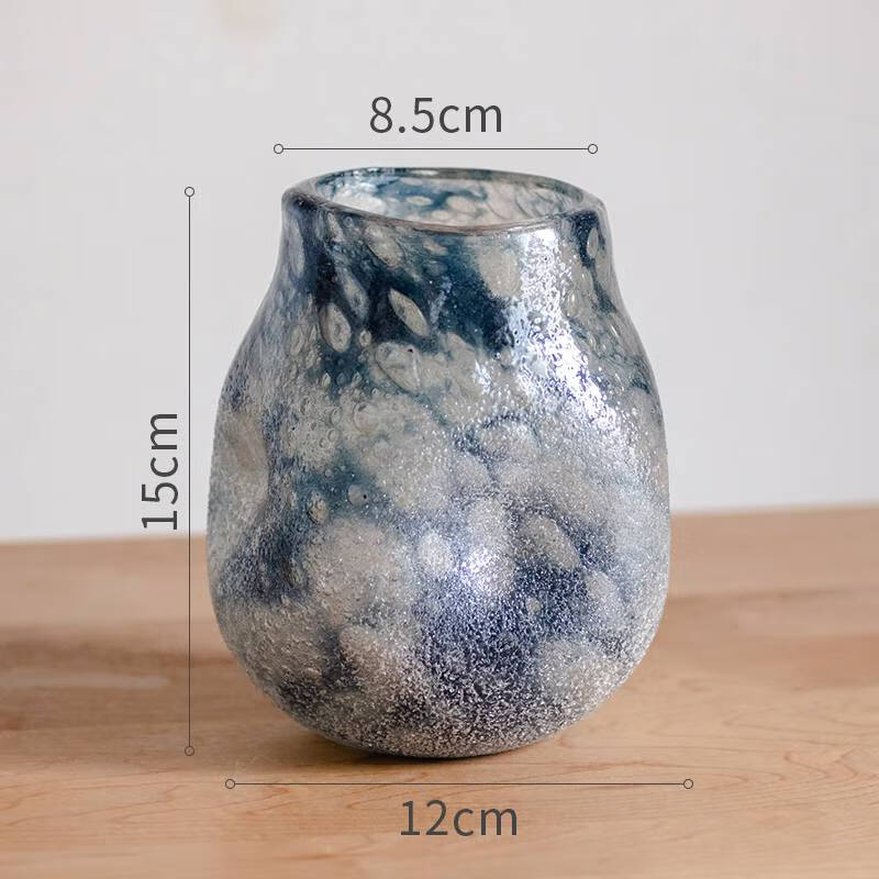CLCEY沙檳泡泡手工藝術(shù)玻璃花瓶插花器皿桌面擺件設(shè)軟裝飾磨砂現(xiàn)代 沙檳泡泡手工藝術(shù)玻璃花瓶小