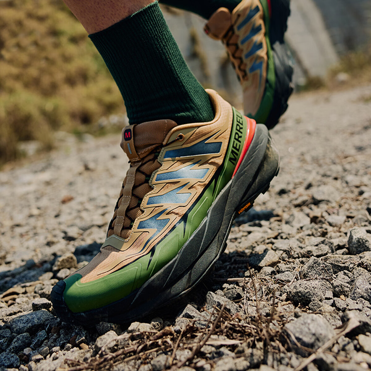 迈乐（Merrell）【高颜值热销】长空越野跑鞋男女运动防滑耐磨户外登山徒步鞋 棕绿 36