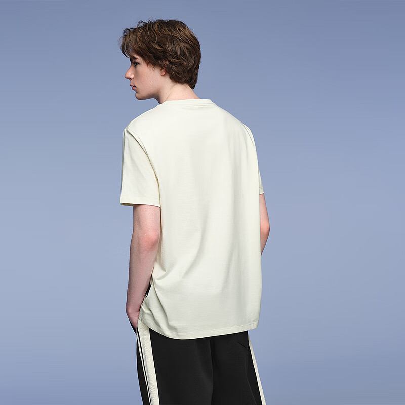 HLA海澜之家旗下黑鲸短袖T恤男25年圆领套头衫短t