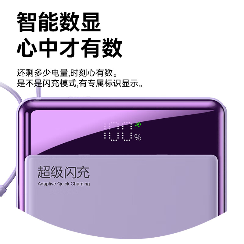 IMF 直营【国家3C认证|可上飞机高铁】超级快充充电宝大容量便携自带线移动电源适用苹果20000毫安 顶配版鸢尾紫:超级快充+欧盟电芯 【3C认证/当日次日达】推荐顶配版|可上飞机