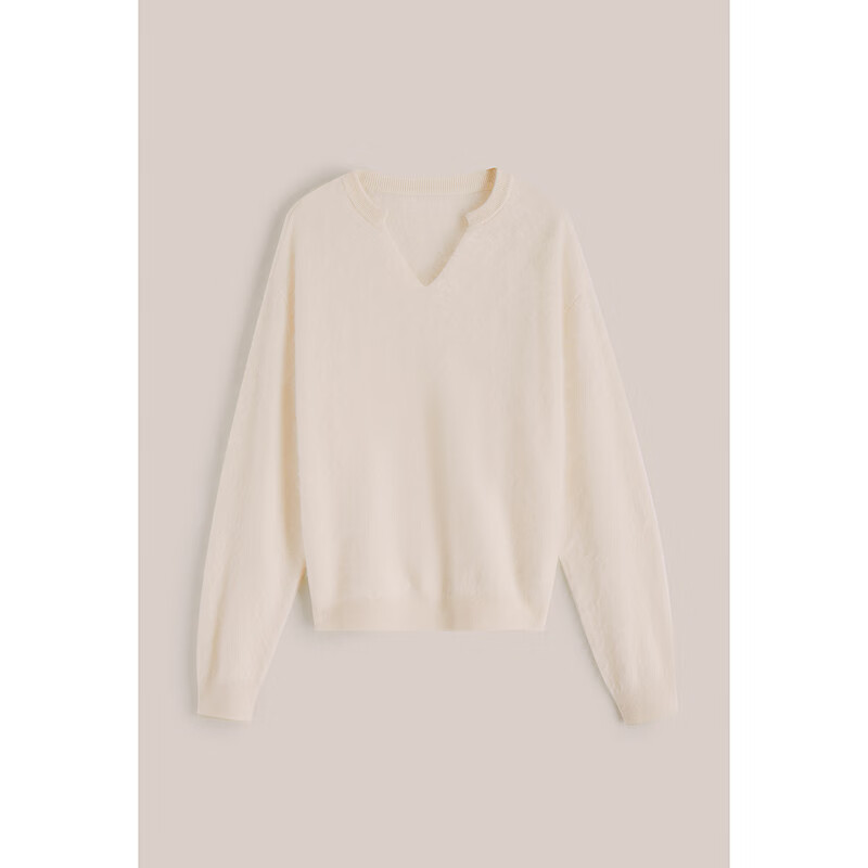 OBBLIGATO奥丽嘉朵秋冬绒感心型领山羊绒毛织衫 米白 S