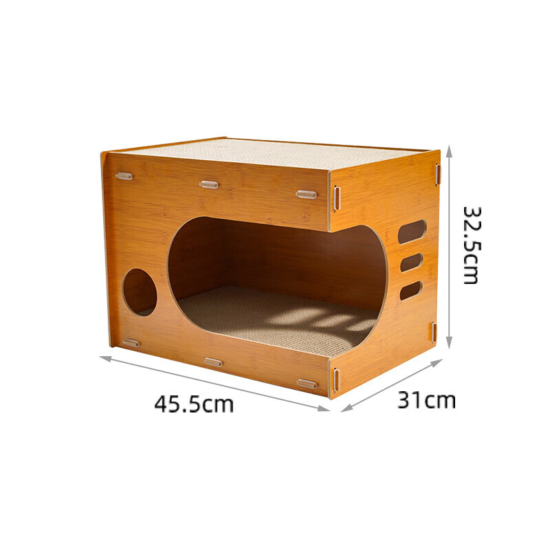 梵都寵舍貓窩貓抓板一體雙層貓屋瓦楞紙耐磨不掉屑多功能磨爪器實(shí)木貓爪板 直角貓抓板窩