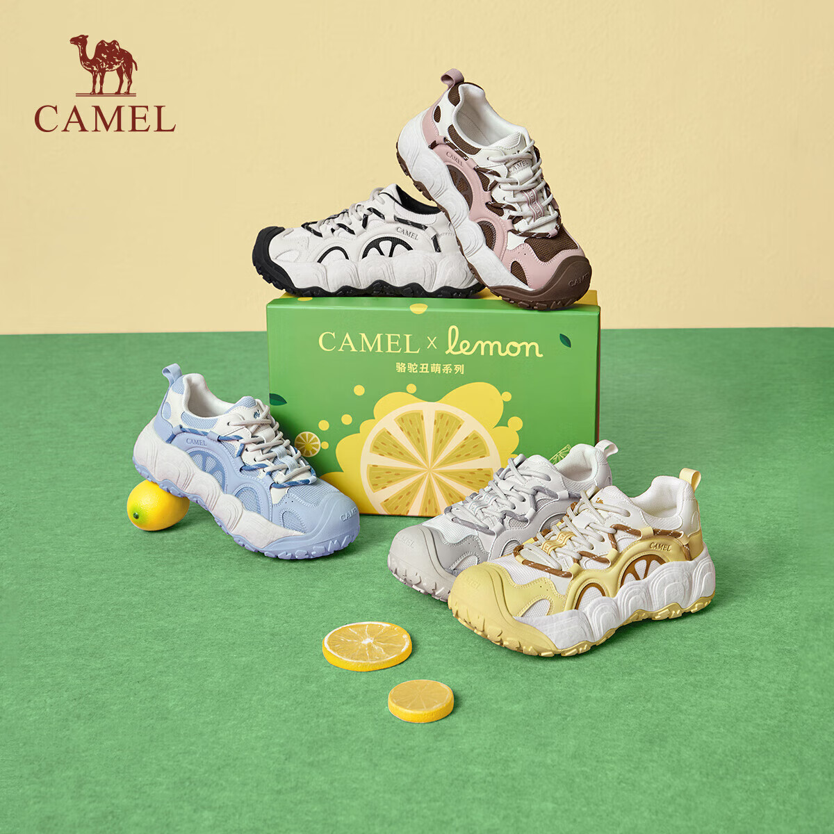 骆驼（CAMEL）柠萌丑萌鞋女运动跑步老爹厚底休闲鞋 L25A202062 米白/黑  35