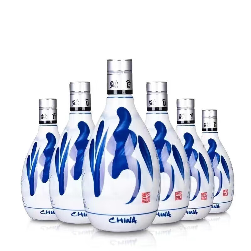 汾杏汾 酒青花20品鉴装42度 500ml光瓶 无盒装裸酒 500ml光瓶装 42度 500mL 6瓶 光瓶装 青花20