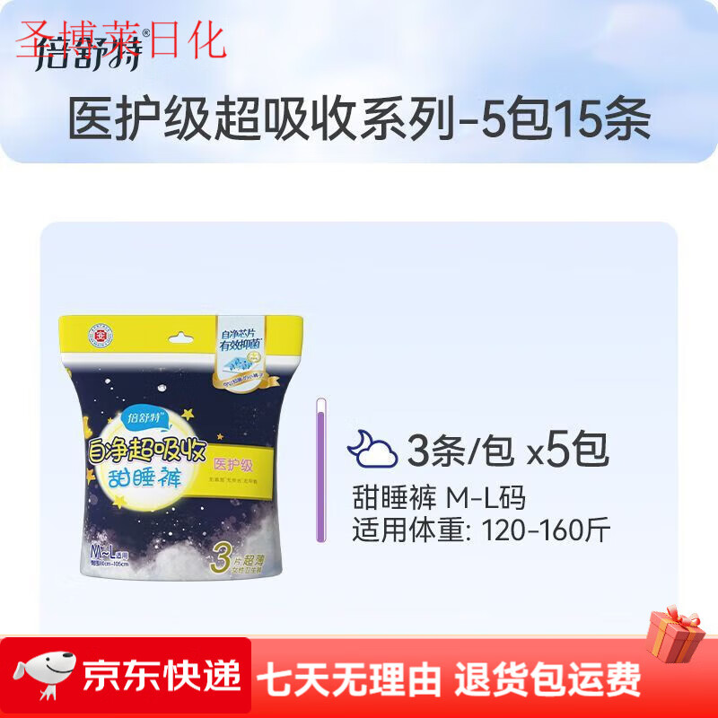 倍舒特醫護級夜用安睡褲透氣經(jīng)期防側漏安心褲產(chǎn)婦專(zhuān)用大碼經(jīng)期褲 醫護級安睡褲15條