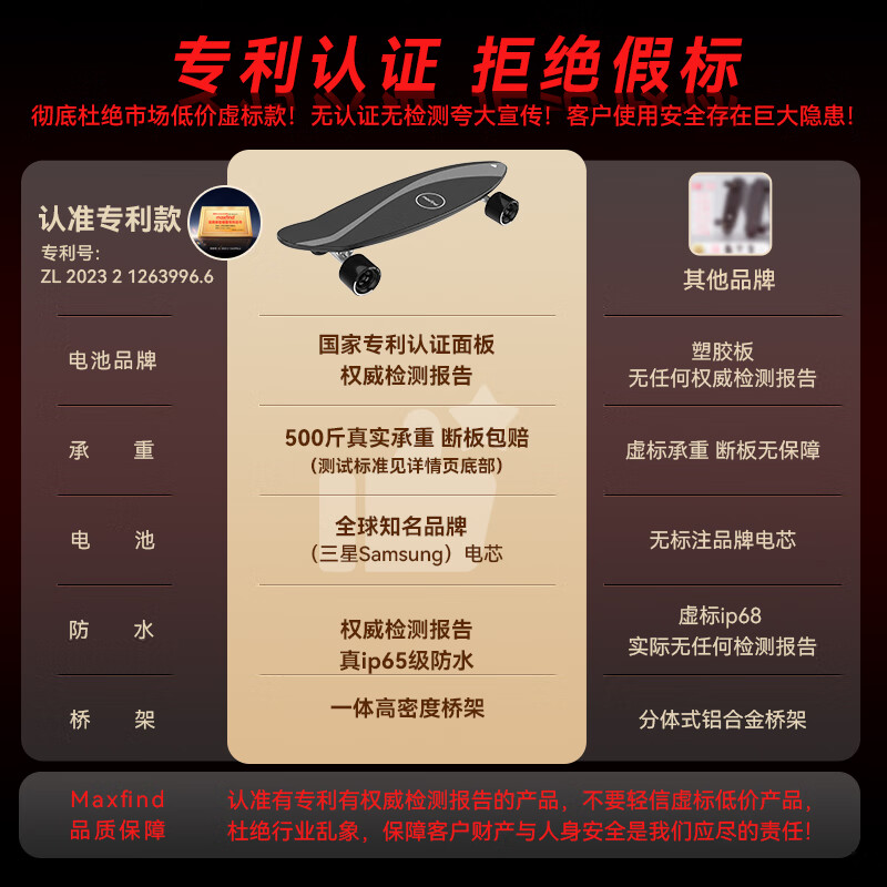 maxfind电动滑板四轮陆地冲浪板成人代步通勤长续航青少年儿童入门滑板车 79W代步款-续航15KM+时速25KM/h
