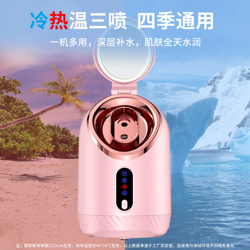 TrueX 蒸脸器冷热双喷家用面部保湿喷雾补水美容仪加湿器保湿纳米面膜热喷蒸脸仪机器黑头毛孔清洁仪 冷热温三喷:250毫升加大水箱+3喷切换蒸脸