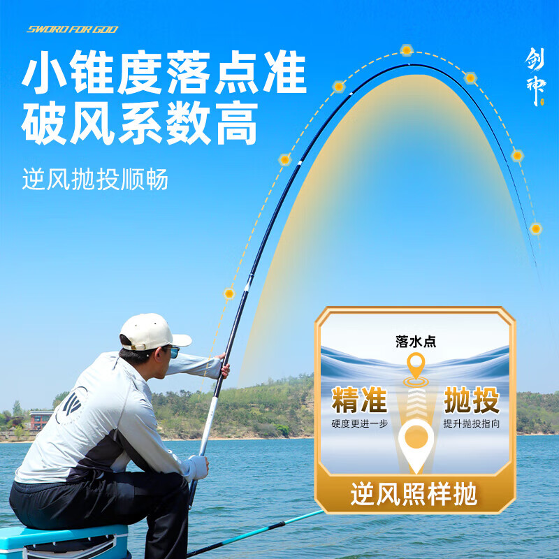沃鼎剑神鱼竿钓鱼竿轻量大物竿超轻超硬鱼杆手竿鲢鳙竿鲫鱼竿台钓竿 7.2m 【轻盈手感-力拔大物】