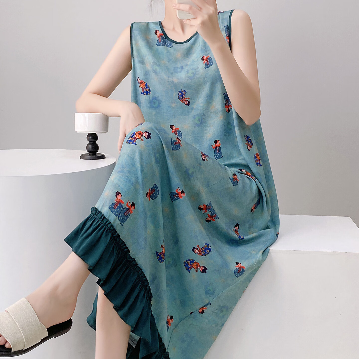 【优选好物】2025年新款新中式国风背心睡裙女夏薄款棉绸家居服可 背心裙-琵琶行 裙长120(适合160身高以下 均码