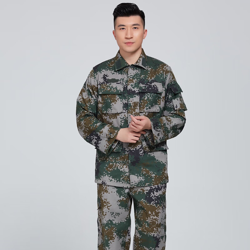 迷彩服軍迷正版林叢軍訓(xùn)服套裝學(xué)生民團(tuán)夏令營教官訓(xùn)練服 林-夏迷彩【紐扣款】 2XL 【180/100】