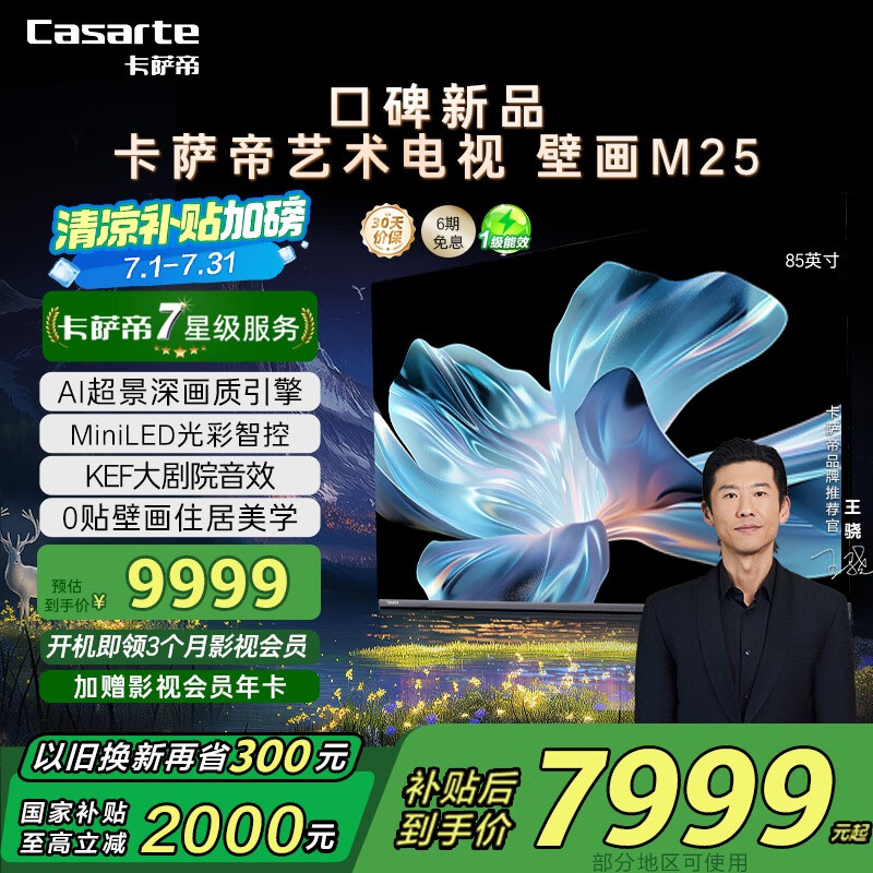 卡萨帝（Casarte）揽光星悦壁画电视K85M25 85英寸 MiniLED 超薄零贴壁纸艺术 4K超高清240Hz高刷游戏 政府补贴20%
