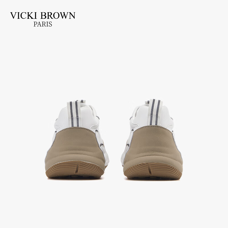 VICKI BROWN法国品牌VB男鞋【法奢系列】舒适透气皮鞋男防滑休闲鞋包底老爹鞋 白杏 39