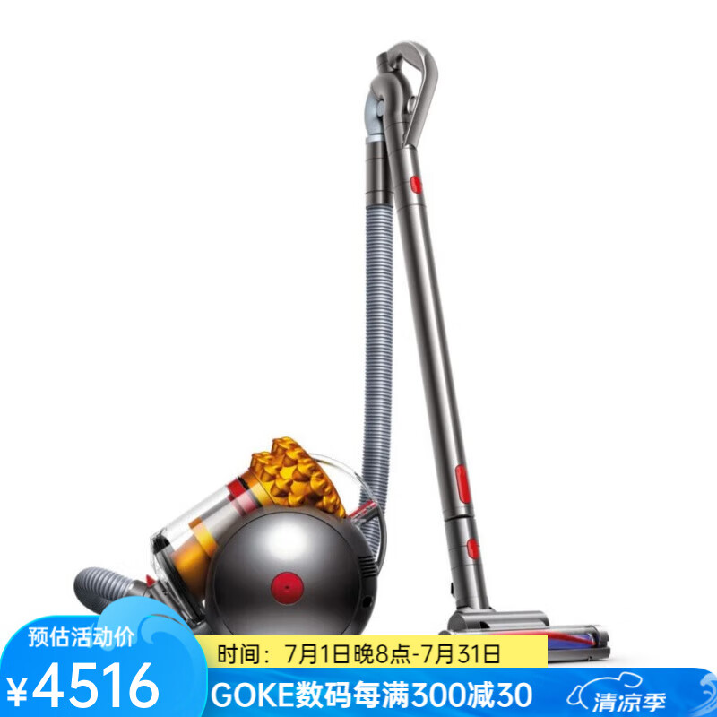 戴森（DYSON）Big Ball有線電動吸塵器罐式真空吸塵器 可對多個樓層進行除塵適用地毯硬地板 Yellow/Iron