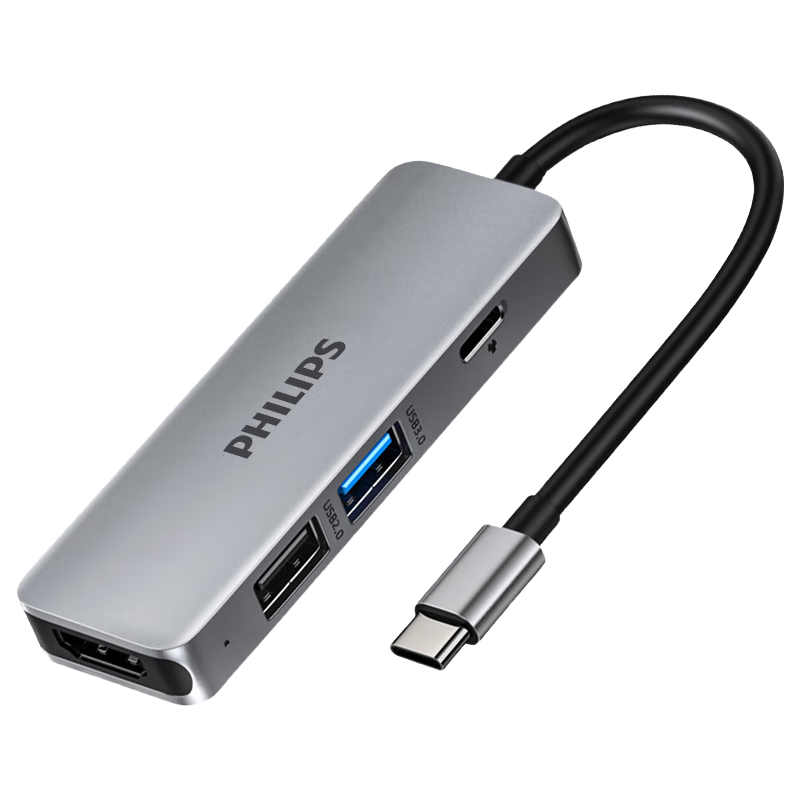 飞利浦(PHILIPS)Type-C扩展坞华为苹果电脑转换器MacBook ipad拓展坞笔记本USB-C转HDMI分线器转接头4合1