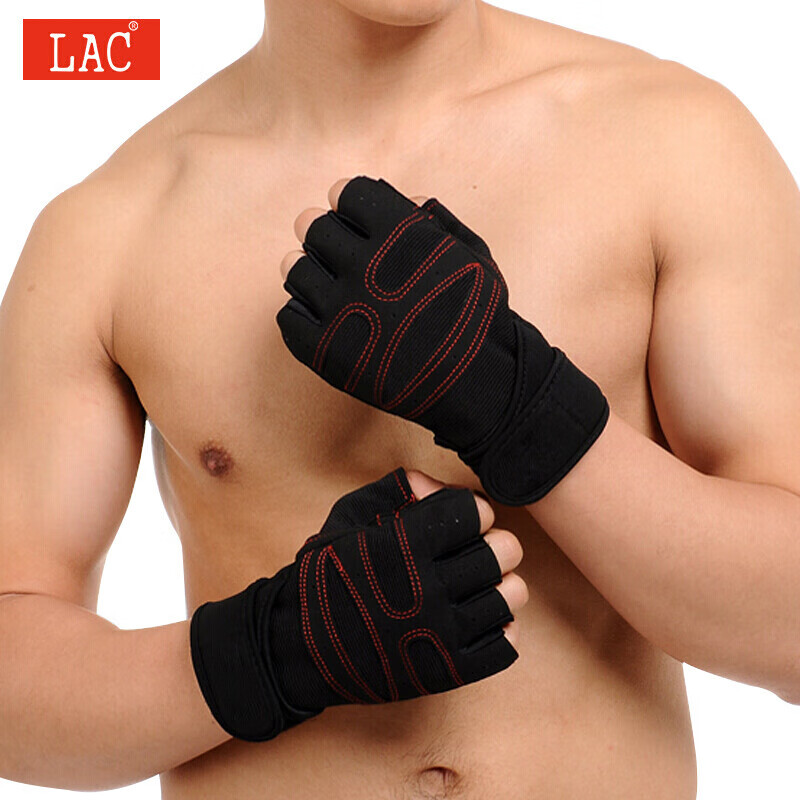 LAC健身手套運動(dòng)男引體向上單杠防滑自行車(chē)登山訓練騎行半指防繭M碼