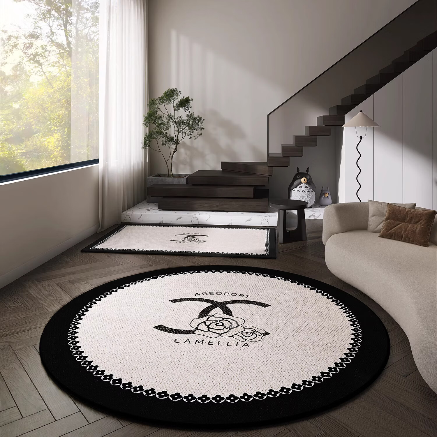 KAYE小香风转椅地垫圆形地毯书房电竞电脑椅垫化妆凳衣帽间梳妆台脚垫 SJR-Y春谣-圆 直径80 cm