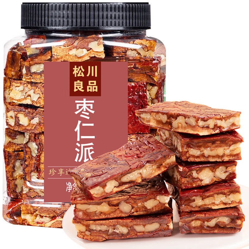 松川良品 特級椰棗 蜜餞果干休閑零食品鋪子免洗金絲果脯小吃 棗仁派750克