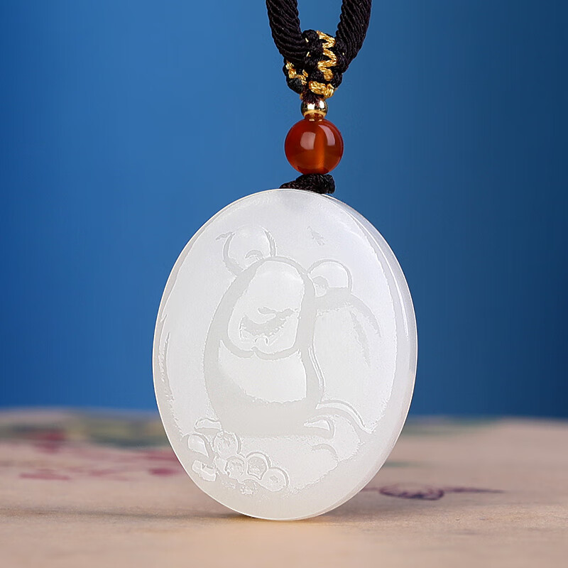涵怡和田玉羊脂玉十二生肖吊墜卡通生肖玉佩男女款玉墜生日禮物佳選 生肖鼠