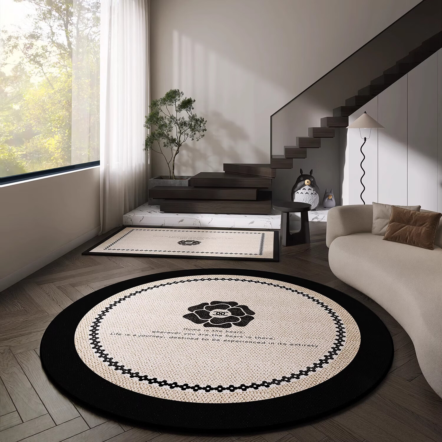 KAYE小香风转椅地垫圆形地毯书房电竞电脑椅垫化妆凳衣帽间梳妆台脚垫 SJR-Y香巧-圆 直径80 cm