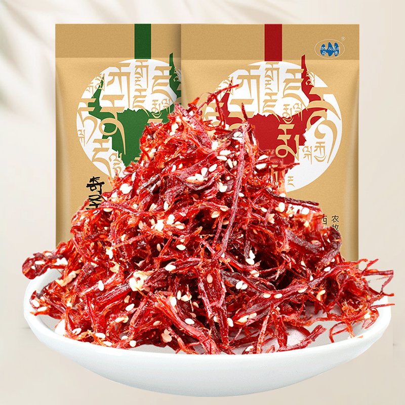 奇圣燈影牦牛肉絲西藏特產(chǎn)美食麻辣小零食金絲龍須牛肉絲168g 麻辣味