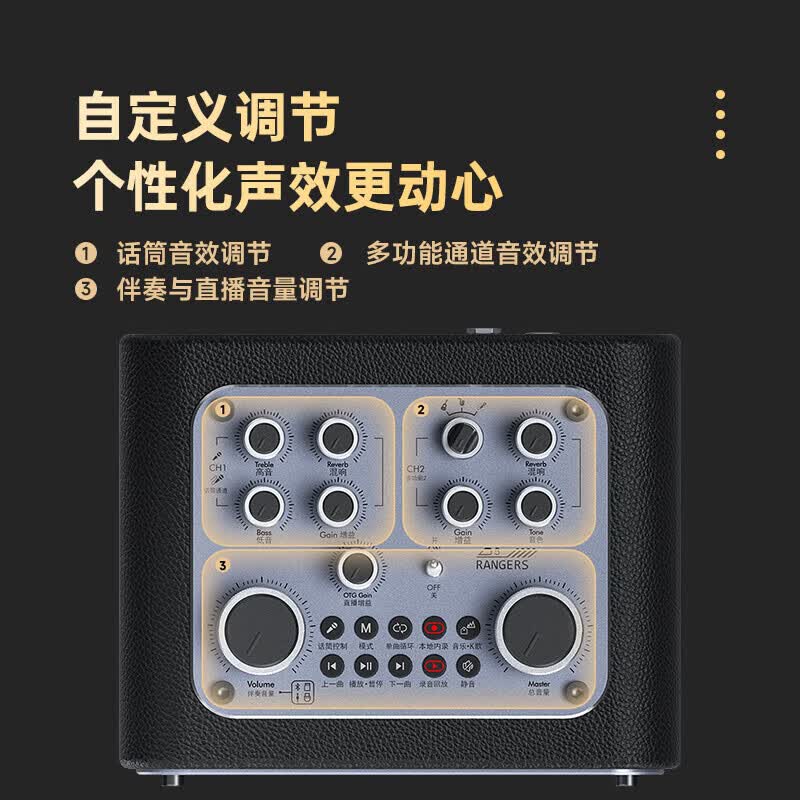 不见不散 流浪者D5音响内置声卡户外专业K歌广场舞手提便携式扩音器直播套装家庭ktv超重低音炮蓝牙音箱 D5红色双麦版【专业OTG直播与内录+送U盘+全套赠品】