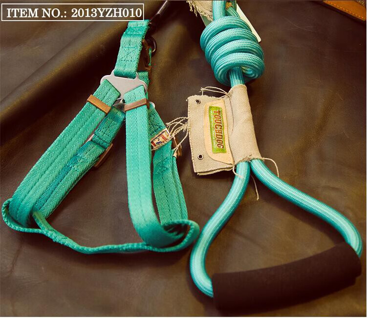 Touchdog它它遛狗牽引繩法斗巴哥柯基斗牛惡霸胸背帶寵物狗繩狗鏈 青色胸背+牽引繩 M-中適合16~35斤左右