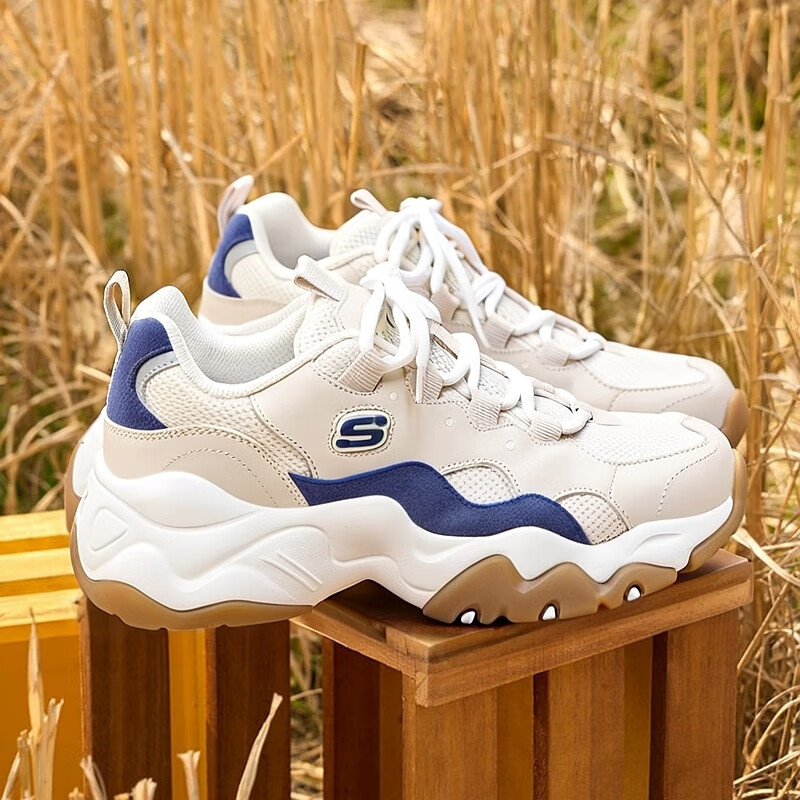 斯凯奇（Skechers）男鞋秋季2025新款三代熊猫鞋休闲鞋防滑透气运动鞋厚底增高老爹鞋 褐色-TAN 39.5