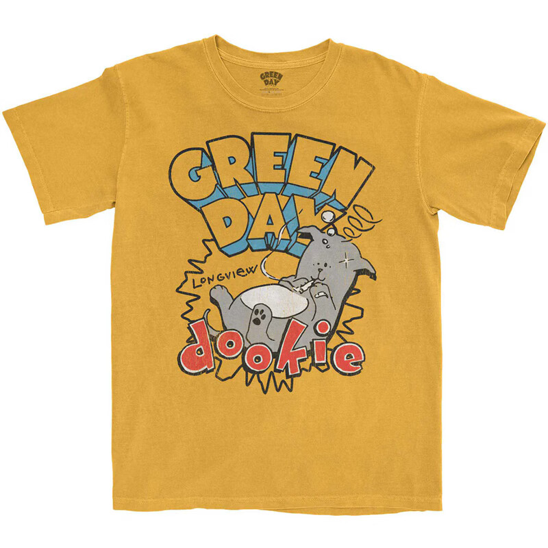 皇古迪Green Day Dookie 绿日乐队姜黄色美式休闲男摇滚朋克直喷短袖T恤 SSD S