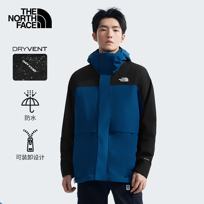 The North Face北面冲锋衣三合一男暖户外防水抓绒内胆89YX 夜泊蓝/7OW 2XL