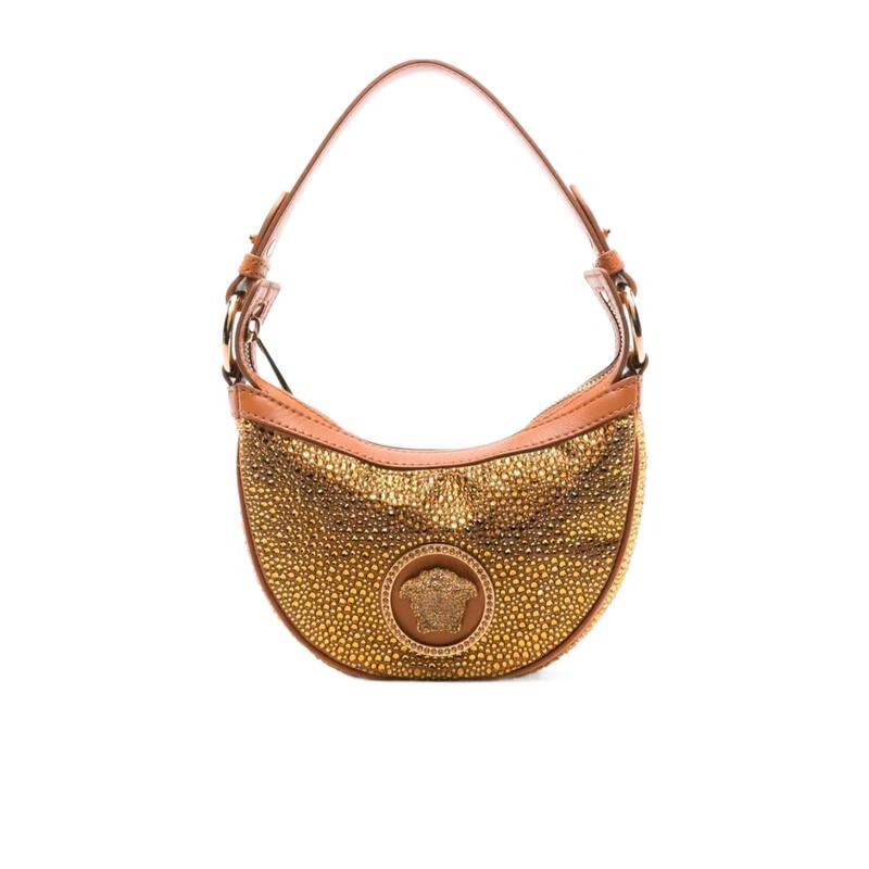 范思哲（VERSACE）女包徽標(biāo)拉鏈?zhǔn)痔岚率痔岚ㄇ诩s會送女友禮物七夕 棕色 均碼
