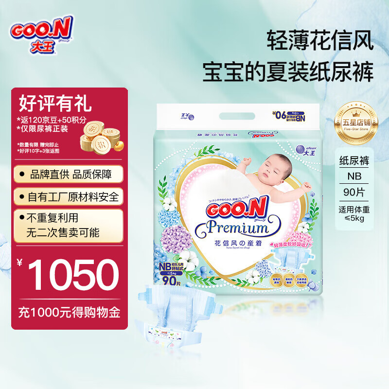 ������GOO.N����Ʒ��ֱ�� ����Ʒ�ʡ����ŷ�ֽ����ˬ�ᱡ������ʪֽ��� ֽ��� NB90��Ů��(С��5KG)