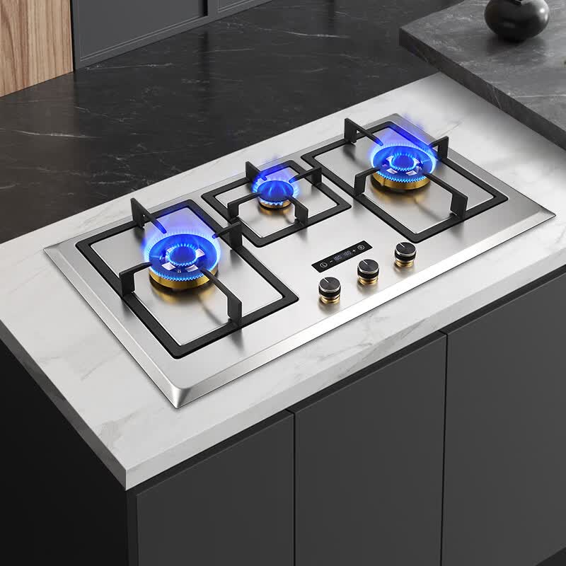 米芙（MIFU）德国米芙三眼不锈钢燃气灶5.2KW猛火定时灶 嵌入式三头灶天然气台式煤气炉具  升级款【三灶定时】 天然气