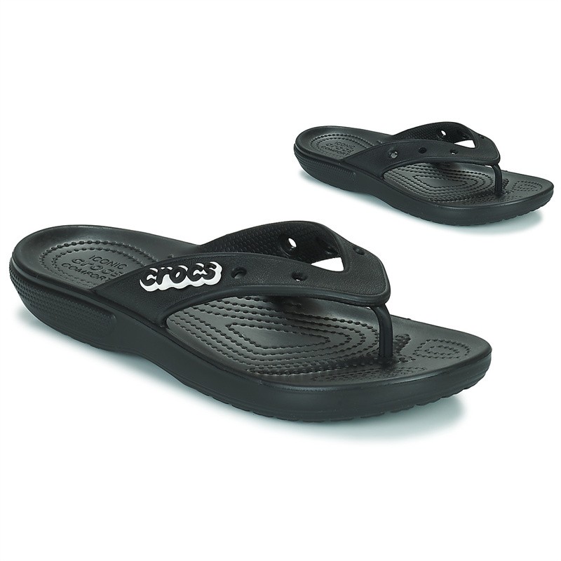 卡骆驰（crocs）Crocs卡骆驰时尚休闲沙滩运动凉拖鞋男女同款经典夹趾人字拖黑色 黑色 41/42