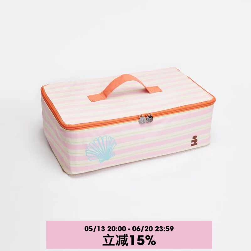 Tagi.《塔皮星》印花可愛條紋便攜分裝袋行李箱四件套收納袋莓果條紋 L