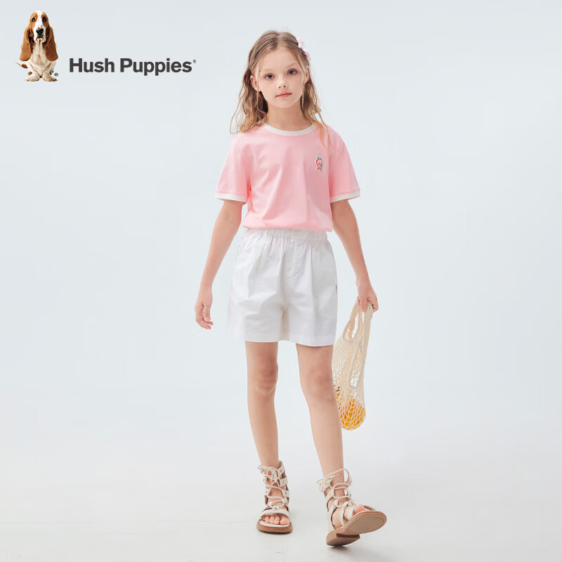 暇步士（Hush Puppies）童装儿童男女大童夏季新款多彩水果元素时尚百搭短袖 糖果粉 160 cm