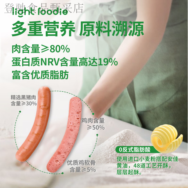馋大狮中秋送礼LightFoodie可颂香肠卷早餐黄油半成品儿童空气炸锅速 [回购]原味72g*15盒