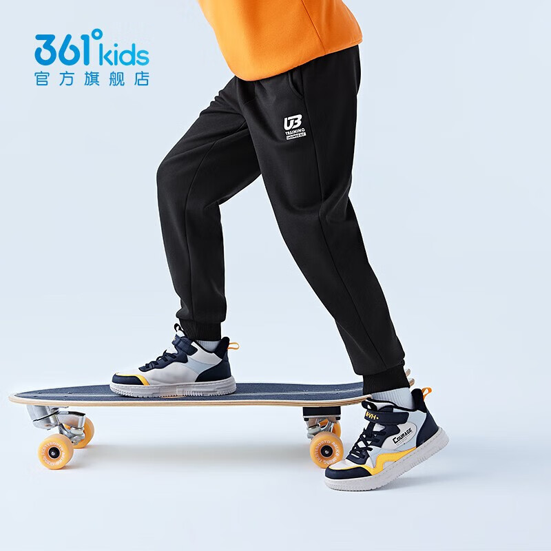 361°童装儿童针织加厚长裤男女童加绒保暖长裤冬季新款中大童裤子 经典黑-男童【加绒】 175 cm