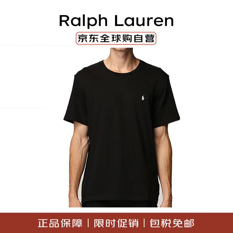 拉夫劳伦（Ralph Lauren）秋冬季新款潮流休闲纯棉男短袖T恤打底衫黑M