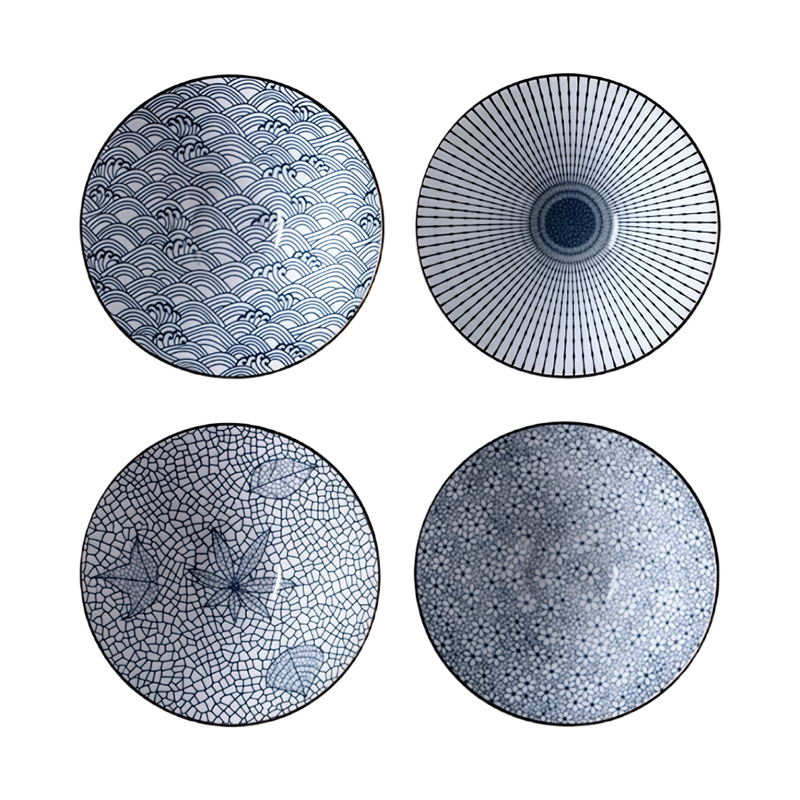 几物森林 陶瓷面碗8英寸斗笠碗家用大碗餐具泡面碗汤碗泡面碗 春光4只装